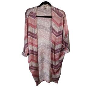 Mudd Women’s Short Sleeve Knit Cocoon Open Cardigan Sz Small Kimono Boho Hippie